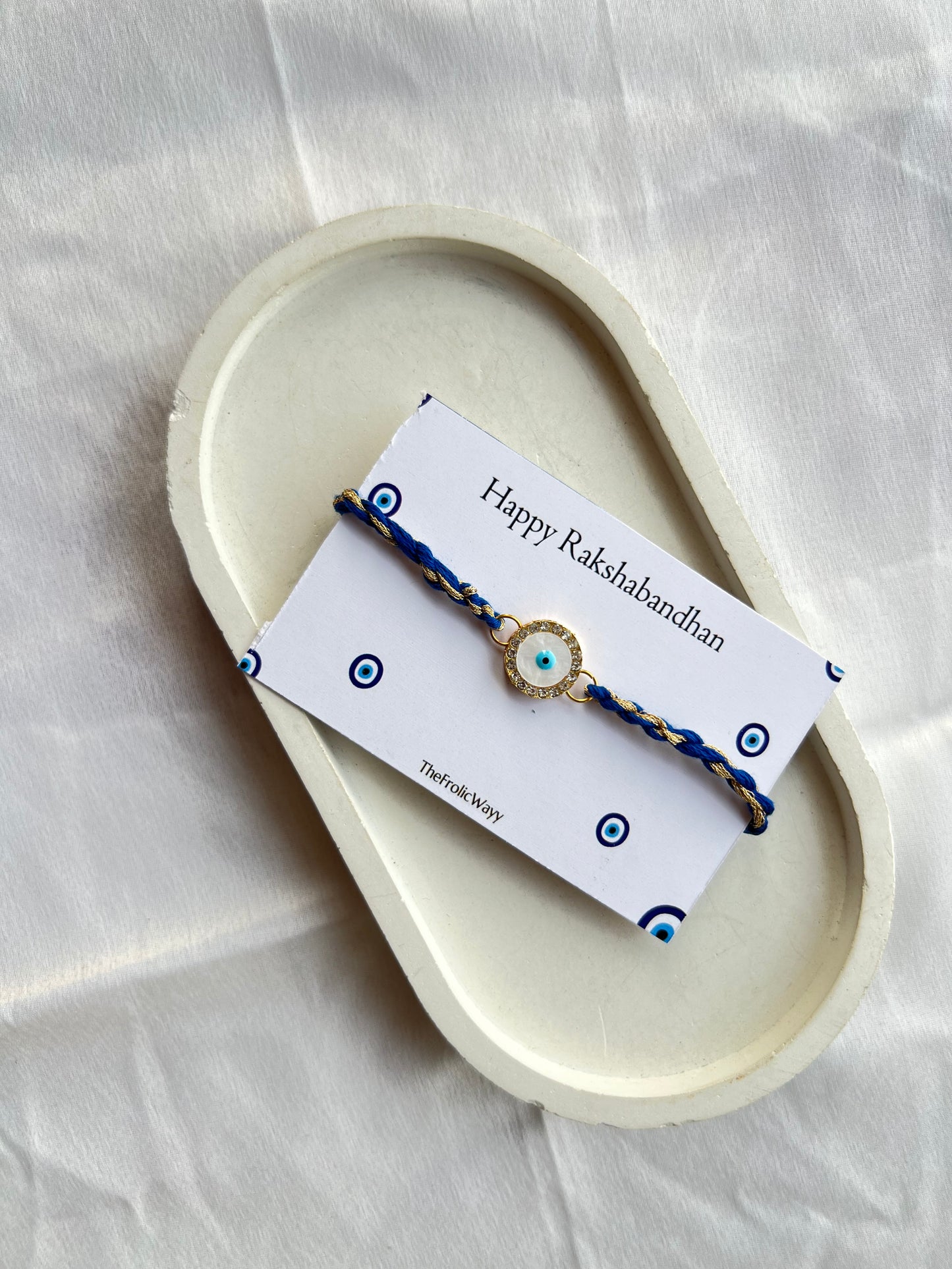 Blue Thread White-Blue Evil Eye Rakhi