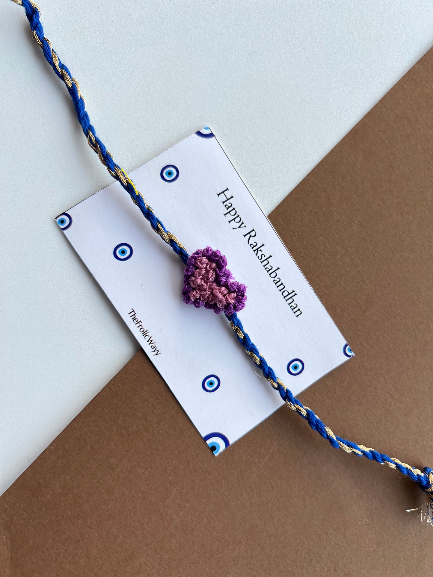 Purple Embroidery Heart Rakhi