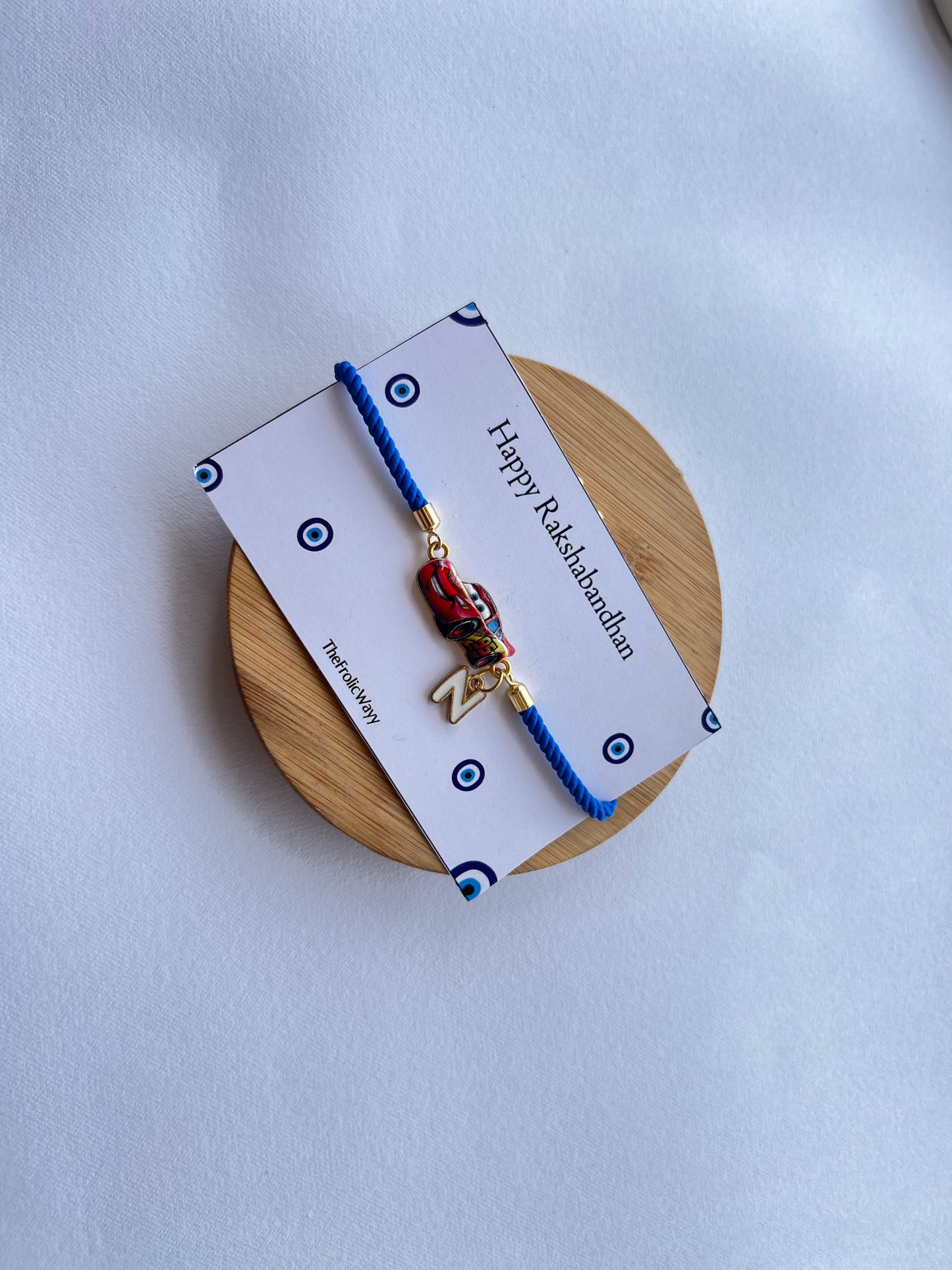 Car Blue Band With Initial Rakhi