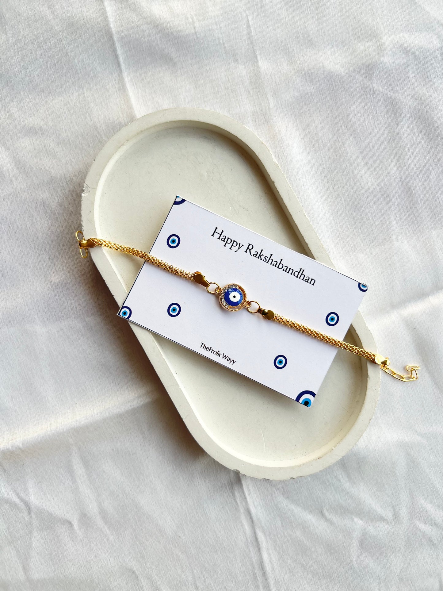 Blue Circle Evil Eye Bracelet Rakhi