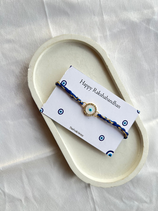 Blue Thread White-Blue Evil Eye Rakhi