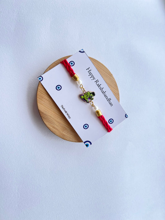 Adjustable Hulk Band With Initial Rakhi