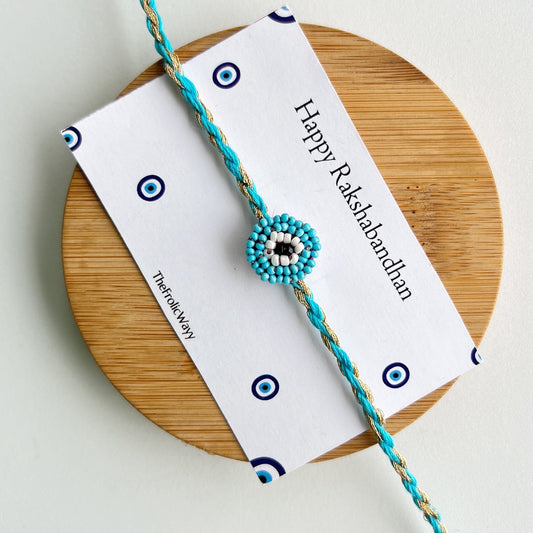 Blue Beaded Evil Eye Rakhi