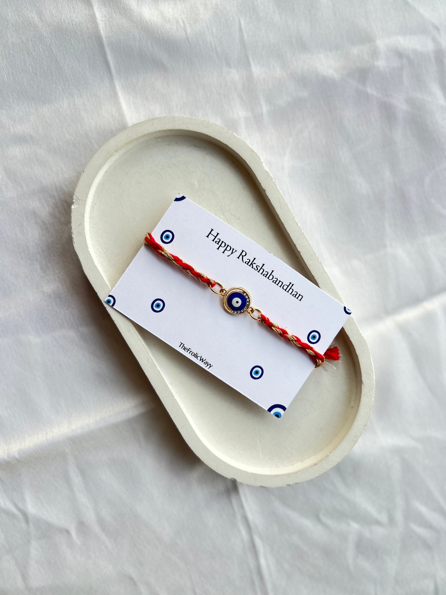 Red Thread Blue Evil Eye Rakhi