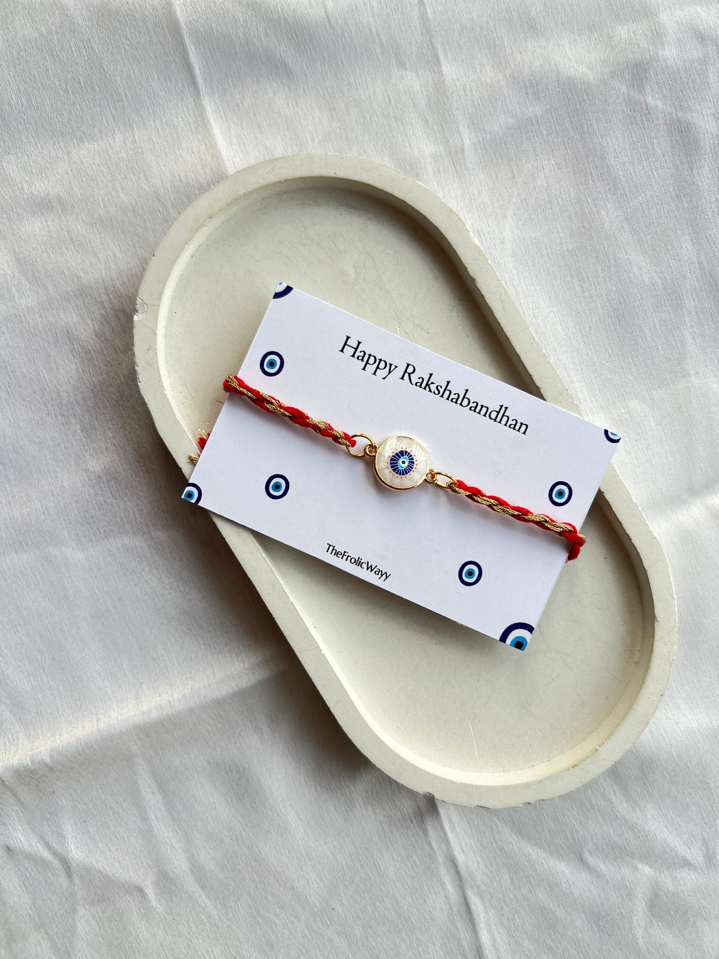 Whit Evil Eye Thread Rakhi